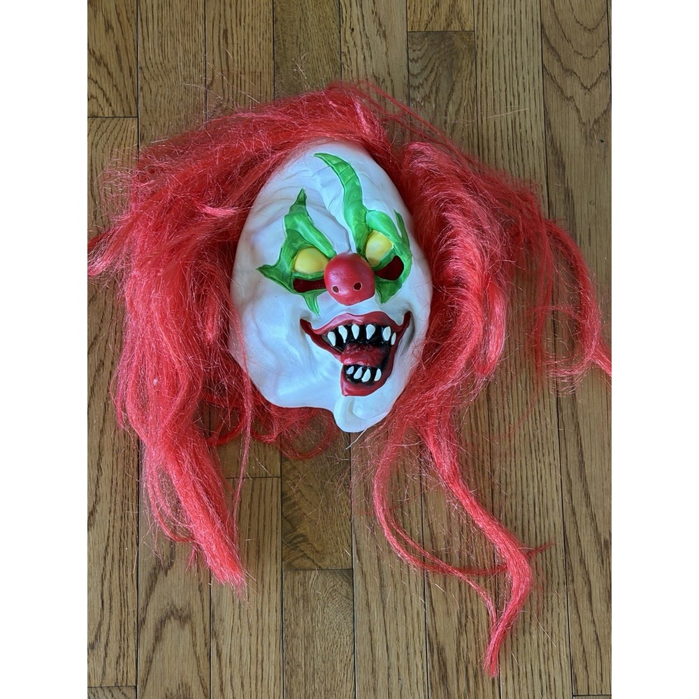 Halloween Killer Clown Mask Bright Red Hair Cosplay Horror Costume Accessory
